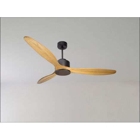 Twist, Ventilateur déstratificateur d'air, pales bois claires 132 Cm, moteur chrome brossé, avec point lumineux LED. (1/5)