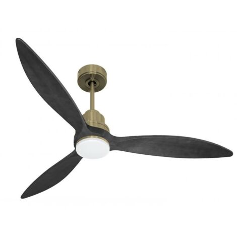 Tenerife - Super destratificateur et ventilateur DC 132 cm Laiton pales bois noir avec Lumière 25 à 35 m² (1/5)