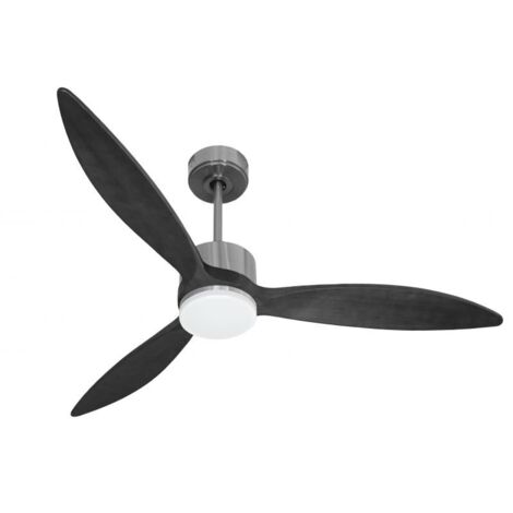 Modulo slim - Super destratificateur et ventilateur DC 132 cm Chrome pales bois noir avec Lumière 25 à 35 m² (1/5)