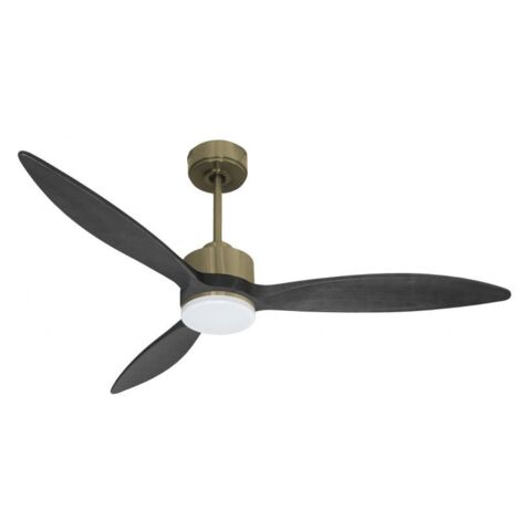 Modulo slim - Super destratificateur et ventilateur DC 132 cm Laiton pales bois noir avec Lumière 25 à 35 m² (1/5)
