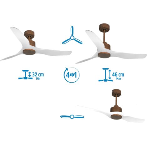 Modulo de KlassFan - Super déstratificateur d'air, avec lumière Chrome et bois . idéal pour 70 à 90 m² DC3P5DW166L2Ch (1/5)