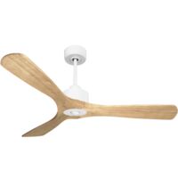 Modulo Slim Ring - Super destratificateur et ventilateur DC 132 cm blanc pales bois clair idéal 26 à 40 m²