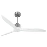 Modulo Latino Slim - Super destratificateur et ventilateur DC 132 cm chrome pales bois blanc idéal 26 à 40 m²