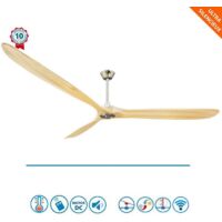 Le super destratificateur et ventilateur HVLS DC BigGéronimo, 223 Cm design,chrome pales claires, wifi thermostat.