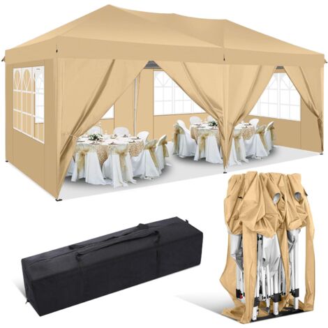 Gazebo Pieghevole da Giardino. Gazebo Impermeabile Pop Up da 3x6m con Pannelli Laterali. Tendone da Esterno. Altezza Regolabile. Protezione UV. and acqua, Barnum pieghevole per matrimoni, picnic, merc