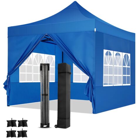 Gazebo Pieghevole da Giardino. Guglia Gazebo Impermeabile Pop Up da 3x3m con Pannelli Laterali. Tendone da Esterno. Altezza Regolabile. Protezione UV. and acqua, Barnum pieghevole per matrimoni, picni