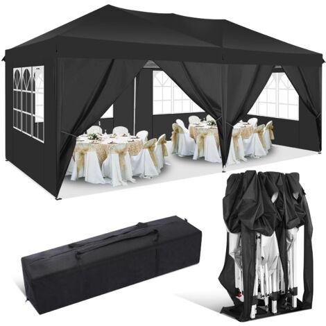 Gazebo Pieghevole da Giardino. Gazebo Impermeabile Pop Up da 3x6m con Pannelli Laterali. Tendone da Esterno. Altezza Regolabile. Protezione UV. and acqua, Barnum pieghevole per matrimoni, picnic, merc