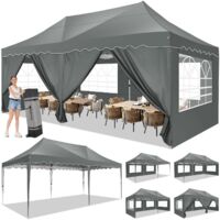 Gazebo Pieghevole da Giardino da 3x6m . Gazebo Impermeabile Pop Up con 6 Pannelli Laterali. Tendone da Esterno. Altezza Regolabile. Protezione UV 50+. and acqua, Barnum pieghevole per matrimoni, picni