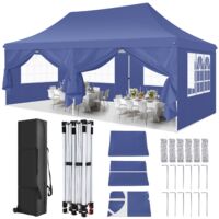 Gazebo da giardino pieghevole 3x6M Protezione UV impermeabile, Gazebo Impermeabile Pop Up da 3x6m, Barnum pieghevole per matrimoni, picnic, mercati, campeggio con 6 pareti laterali rimovibili, Blu pro