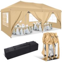 Gazebo Pieghevole da Giardino. Gazebo Impermeabile Pop Up da 3x6m con Pannelli Laterali. Tendone da Esterno. Altezza Regolabile. Protezione UV. and acqua, Barnum pieghevole per matrimoni, picnic, merc