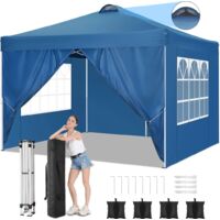 Gazebo Pieghevole da Giardino 3x3m . Gazebo Impermeabile Pop Up con 4 Pannelli Laterali. Tendone da Esterno. Apertura di ventilazione superiore. Altezza Regolabile. Protezione UV 50+. and acqua, Barnu