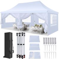 Gazebo da giardino pieghevole 3x6M Protezione UV impermeabile, Gazebo Impermeabile Pop Up da 3x6m, Barnum pieghevole per matrimoni, picnic, mercati, campeggio con 6 pareti laterali rimovibili, Bianco