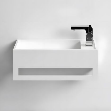 EASY 40 GAUCHE - Lave-mains suspendu en Solid Surface 40 x 25 x 20(h) cm
