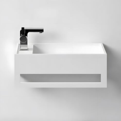 EASY 40 DROITE - Lave-mains suspendu en Solid Surface 40 x 25 x 20(h) cm