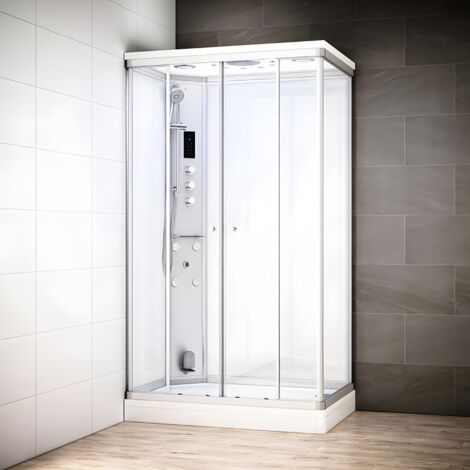 Cabine hammam 120 x 80 SILVER Blanc rectangulaire gauche (accès façade)