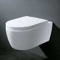 Cuvette Wc Suspendu Sans Bride Mezzo - 49 X 36 Cm - Abattant Declipsable Thermodur Avec Freins De Chute