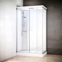 Cabine douche hydromassante 120 x 80 SILVER Blanc rectangulaire gauche (accès façade)