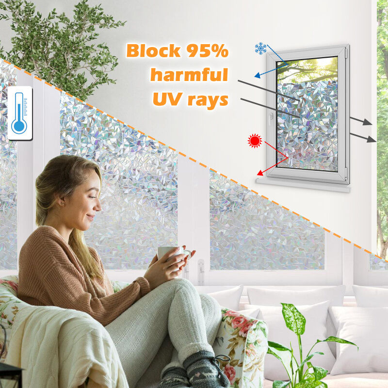 Pellicola Per Finestre Effetto Arcobaleno, 60x400 Cm, Adesiva Statico, Protezione UV E Privacy, Rimovibile - 5