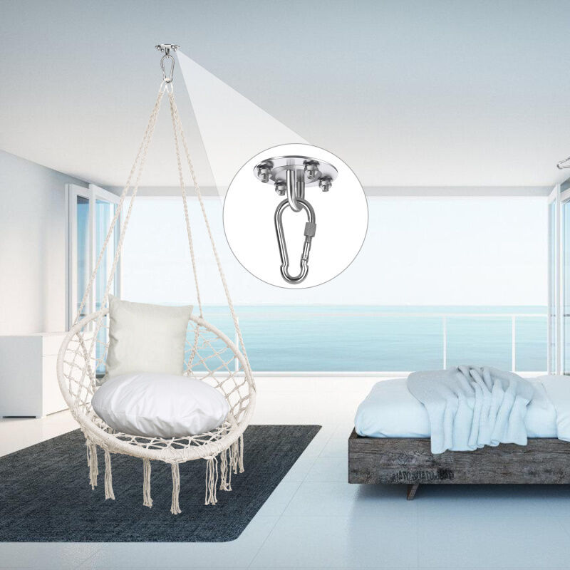 AMANKA Kit Di 2 Ganci Da Soffitto/parete Con Piastra In Ferro, Portata 250 Kg Cad. Perfetti Per Appendere Altalene, Amache, Sacchi Da Boxe E Sedie Sospese.
