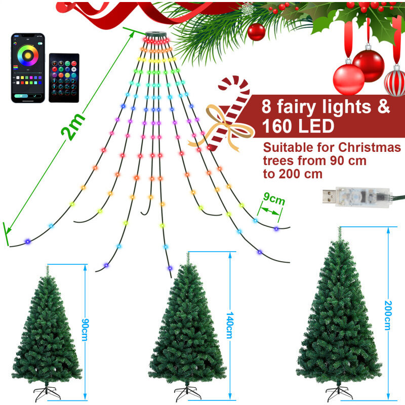 Yunsheng 30 candele a LED natalizie, senza fili, per albero di Natale con timer