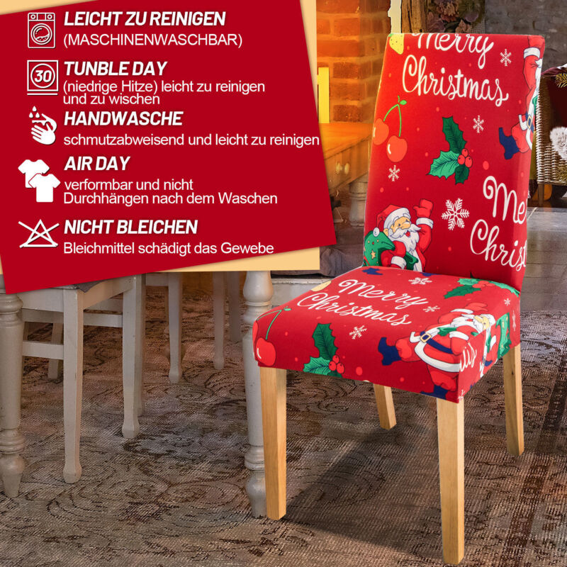 SWANEW Coprisedie Di Natale 6x Copertura Della Sedia Protettore Di Decorazione Festiva Copertura Della Sedia Partito Ristorante