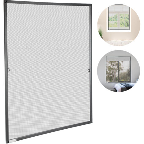 Jiubiaz 100x120CM Zanzariera finestra telaio in alluminio zanzariera schermo protezione UV impermeabile balcone Antracite