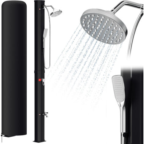 Jiubiaz Doccia solare da giardino Doccia da giardino Acqua calda solare max. 60 °C Doccia esterna Incl. soffione a pioggia e rubinetto 35L con parapioggia e doccetta