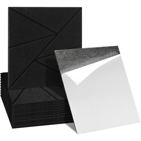 Jiubiaz Pannelli acustici Per studi, uffici, studi di registrazione piastra fonoassorbente 12 stuks Triangolo quadrato Nero