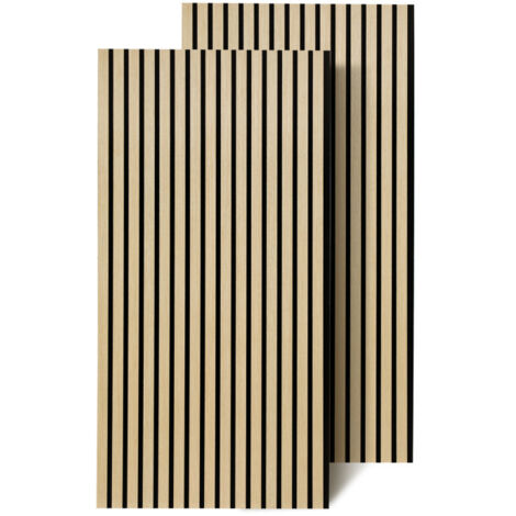 Jiubiaz Pannello a doghe Rivestimento per pareti in MDF naturale Pannello acustico moderno per pareti in legno impiallacciato feltro 2x 120x60x2,1 cm In legno
