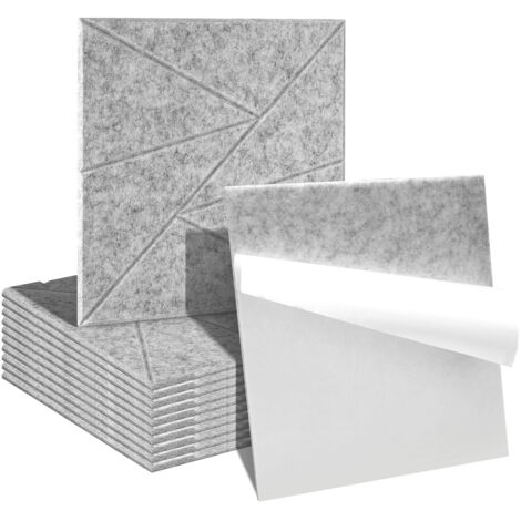 Jiubiaz Pannelli acustici Per studi, uffici, studi di registrazione piastra fonoassorbente 12 stuks Triangolo quadrato Grigio