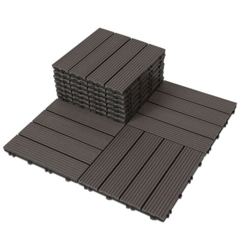 Jiubiaz Piastrelle da giardino in composito ad incastro per pavimenti in WPC, caffè, 30 x 30 cm, 55 pezzi