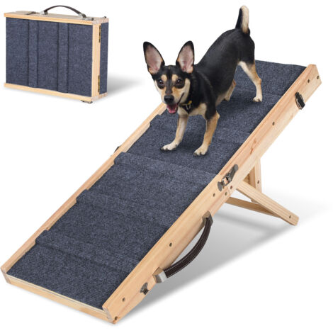 Jiubiaz Rampa per cani in legno pieghevole, rampa per animali domestici 4 livelli Regolabile da 19,5 cm a 41 cm (1/5)