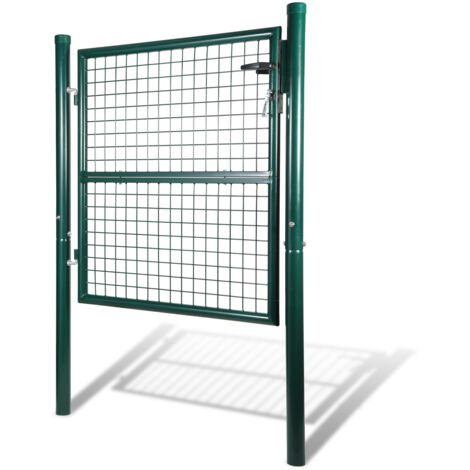 Cancello da giardino in acciaio zincato, porta da giardino, cancello per recinzione, cancello per cortile, con serratura di qualità, maniglia e chiave cancello 125 x 100 cm, verde