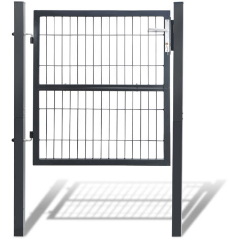 Cancello da giardino in acciaio zincato, porta da giardino, cancello per recinzione, cancello per cortile, con serratura di qualità, maniglia e chiave porta 100 x 100 cm, grigio
