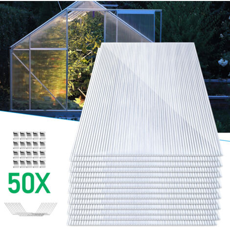 SWANEW 14x lastre in policarbonato alveolare 4mm 10,25 m² a doppia parete, 50x graffette + 50x pinze a Z (1/5)