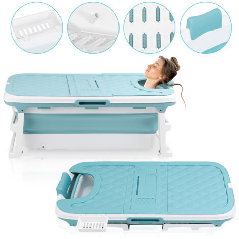 Vasca da bagno pieghevole con supporto in acciaio – Vasca da bagno per neonati con termometro e tubo di scarico – Cuscino ergonomico neonato – guadagno di spazio piccolo bagno – 0-3
