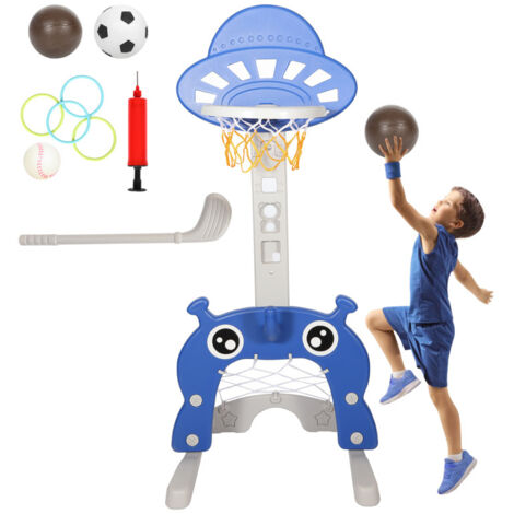 Srliya Canestro Da Basket Per Bambini, Altezza Regolabile, Tabellone 30x25 Cm, Con Pallone E Pompa, Per Interno/esterno, Colore Arancione/blu - 3