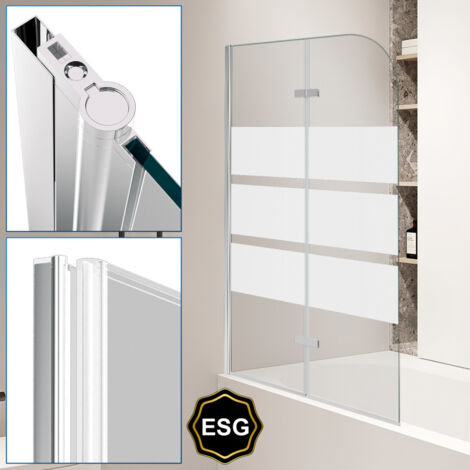 SWANEW Schermo per vasca da bagno Schermo doccia sanitario pieghevole in vetro 6mm Nano orientabile 2 parti 100x140cm bianco