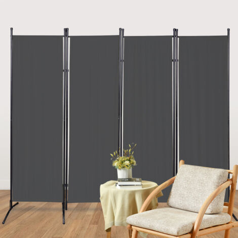 SWANEW Schermo pieghevole su supporto Divisorio per ambienti Schermo per giardino Divisorio 4 Pannelli 200x170cm Antracite (1/5)
