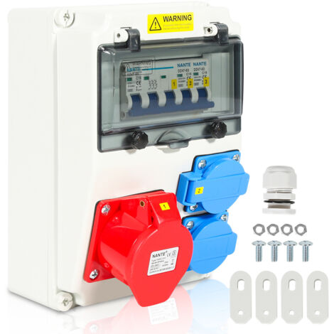 Quadro di distribuzione di energia elettrica per edilizia Quadro di distribuzione a parete Presa di corrente CEE IP44 per cantiere 1X16A 2x230V CON LS
