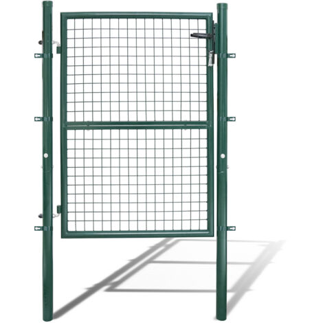 Cancello da giardino in acciaio zincato, porta da giardino, cancello per recinzione, cancello per cortile, con serratura di qualità, maniglia e chiave cancello 150 x 100 cm, verde