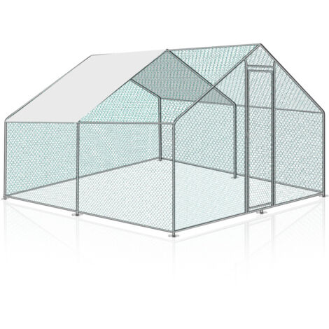 SWANEW Recinzione per pollaio Acciaio zincato con recinzione in rete con serratura Area coperta Pollaio per piccoli animali 3 x 3 x 2 m 9 m²