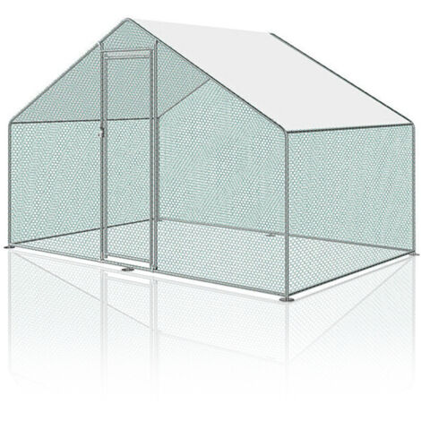 SWANEW Recinzione per pollaio Acciaio zincato con recinzione in rete con serratura Area coperta Pollaio per piccoli animali 3 x 2 x 2 m 6 m² (1/5)