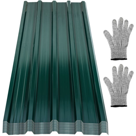 SWANEW Lastra di copertura l.1,28m x L.0,46 m, ep.0.25 mm Verde Lamiera d'acciaio per trogoli Superficie coperta : 7㎡ (12pz)