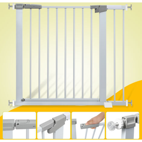 SWANEW Barriera di sicurezza 97-104cm Barriera di sicurezza per bambini per porte e corridoi colore bianco massima versatilità Bianco (1/5)