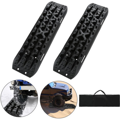 4 Tappetini Di Trazione Per Pneumatici 74x22,5 Cm + Fune Di Traino 8T 4m Con 2 Grilli - Kit Di Recupero Per Neve, Fango E Sabbia