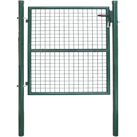 Cancello da giardino in acciaio zincato, porta da giardino, cancello per recinzione, cancello per cortile, con serratura di qualità, maniglia e chiave porta 100 x 100 cm, verde