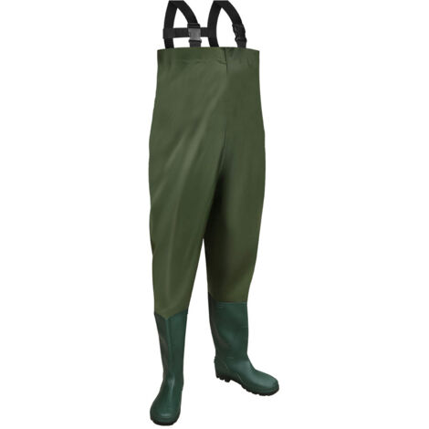 Pantaloni da pesca Waders in nylon denari da laghetto con trampolieri in gomma taglia XXL 46/47 (1/5)