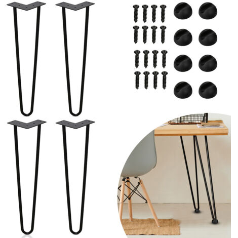 SWANEW Set di 4 gambe a forcella Telaio per tavolo Tavolo da pranzo Gambe Harpins Gamba del tavolo a 2 montanti nero - 35 cm (1/4)