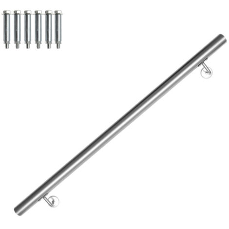 Corrimano in acciaio inox V2A supporto per traversino a parete corrimano per scale maniglia Ø 42 mmcon 2 staffe, interno ed esterno, 100cm